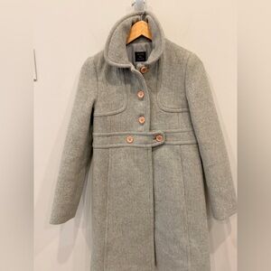 Olive des Olive Gray Wool Blend Coat Small Belted Button Front Made in Korea New